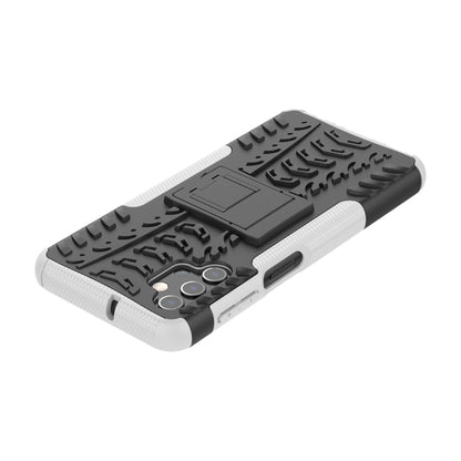 For Samsung Galaxy A32 5G Tire Texture Shockproof TPU+PC Protective Case with Holder(White) by buy2fix