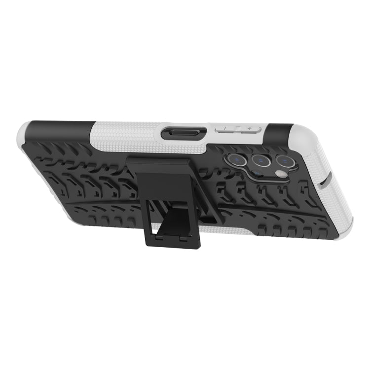 For Samsung Galaxy A32 5G Tire Texture Shockproof TPU+PC Protective Case with Holder(White) by buy2fix