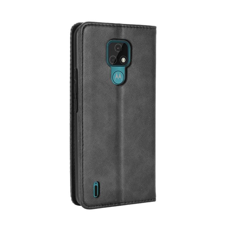 For Motorola Moto E7 Magnetic Buckle Retro Crazy Horse Texture Horizontal Flip Leather Case with Holder & Card Slots & Photo Frame(Black) - Motorola Cases by buy2fix | Online Shopping UK | buy2fix