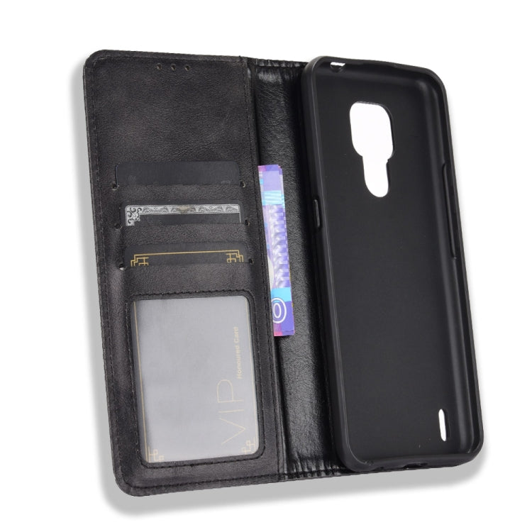 For Motorola Moto E7 Magnetic Buckle Retro Crazy Horse Texture Horizontal Flip Leather Case with Holder & Card Slots & Photo Frame(Black) - Motorola Cases by buy2fix | Online Shopping UK | buy2fix