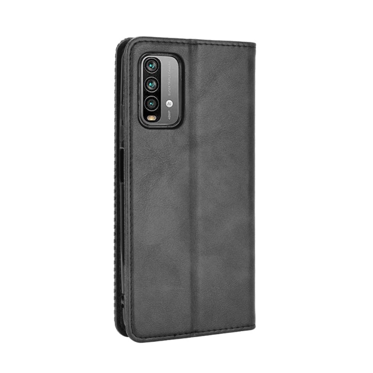 For Xiaomi Redmi 9T/ 9 Power Magnetic Buckle Retro Crazy Horse Texture Horizontal Flip Leather Case with Holder & Card Slots & Photo Frame(Black) - Xiaomi Cases by buy2fix | Online Shopping UK | buy2fix