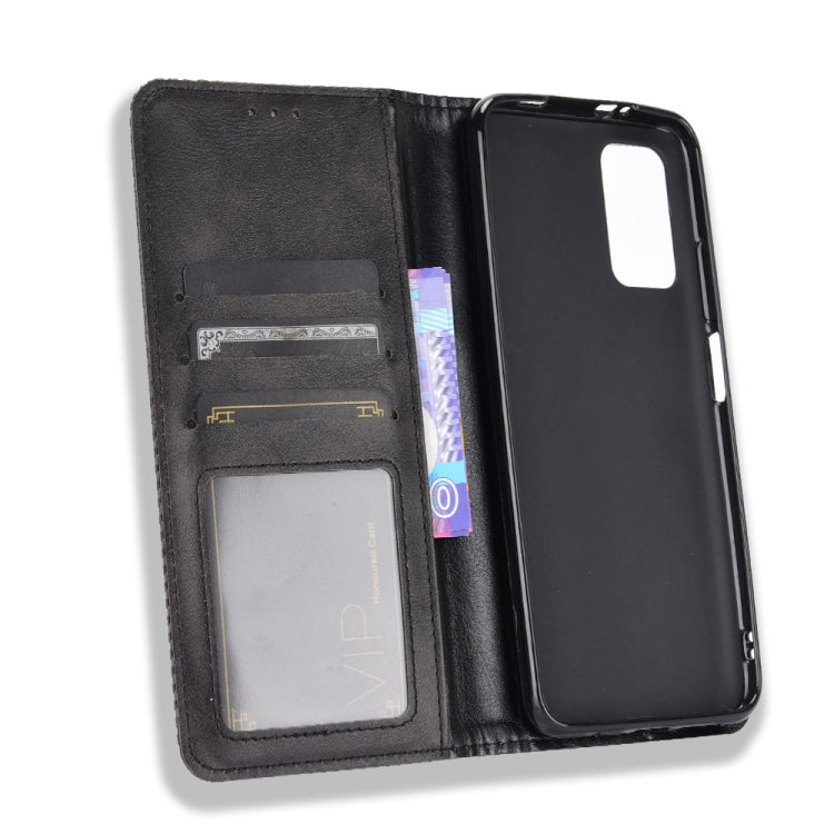 For Xiaomi Redmi 9T/ 9 Power Magnetic Buckle Retro Crazy Horse Texture Horizontal Flip Leather Case with Holder & Card Slots & Photo Frame(Black) - Xiaomi Cases by buy2fix | Online Shopping UK | buy2fix