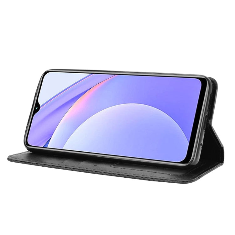 For Xiaomi Redmi 9T/ 9 Power Magnetic Buckle Retro Crazy Horse Texture Horizontal Flip Leather Case with Holder & Card Slots & Photo Frame(Black) - Xiaomi Cases by buy2fix | Online Shopping UK | buy2fix