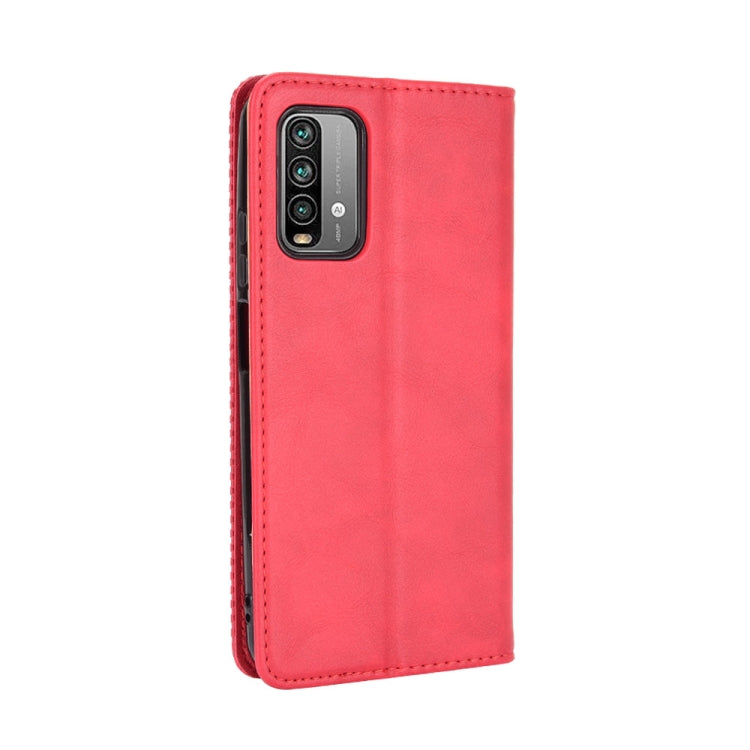 For Xiaomi Redmi 9T/ 9 Power Magnetic Buckle Retro Crazy Horse Texture Horizontal Flip Leather Case with Holder & Card Slots & Photo Frame(Red) - Xiaomi Cases by buy2fix | Online Shopping UK | buy2fix