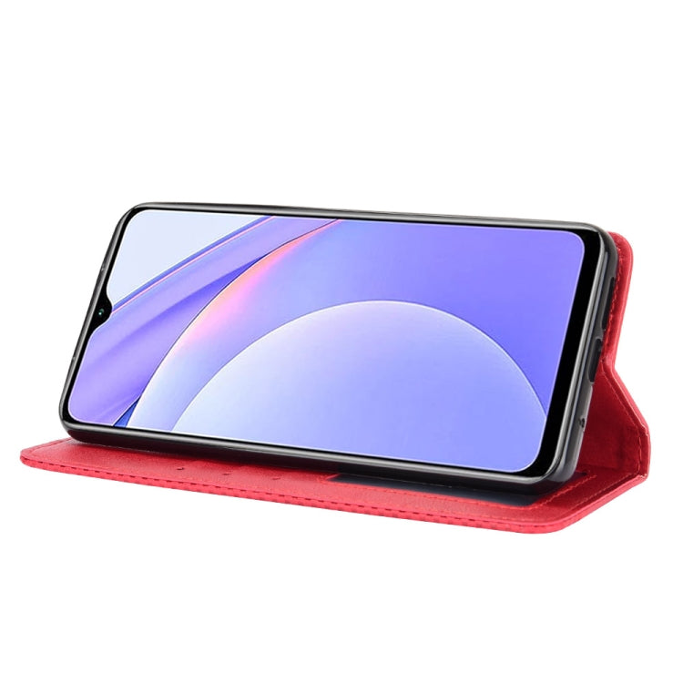 For Xiaomi Redmi 9T/ 9 Power Magnetic Buckle Retro Crazy Horse Texture Horizontal Flip Leather Case with Holder & Card Slots & Photo Frame(Red) - Xiaomi Cases by buy2fix | Online Shopping UK | buy2fix