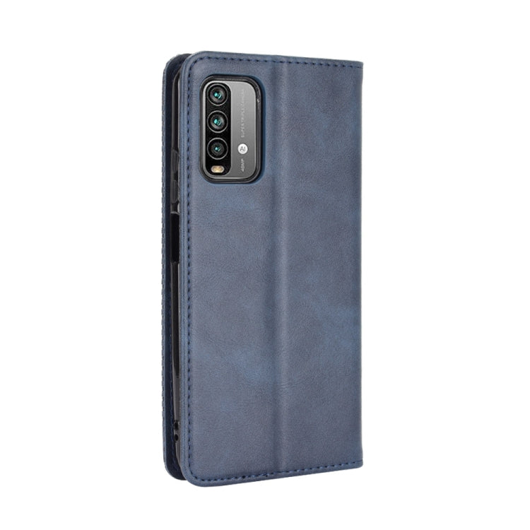 For Xiaomi Redmi 9T/ 9 Power Magnetic Buckle Retro Crazy Horse Texture Horizontal Flip Leather Case with Holder & Card Slots & Photo Frame(Blue) - Xiaomi Cases by buy2fix | Online Shopping UK | buy2fix