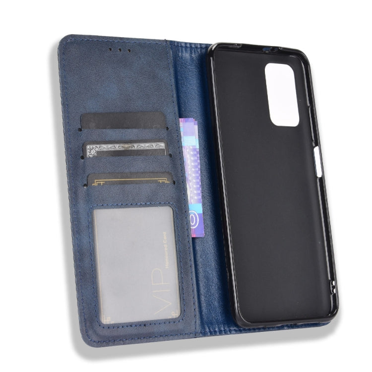 For Xiaomi Redmi 9T/ 9 Power Magnetic Buckle Retro Crazy Horse Texture Horizontal Flip Leather Case with Holder & Card Slots & Photo Frame(Blue) - Xiaomi Cases by buy2fix | Online Shopping UK | buy2fix