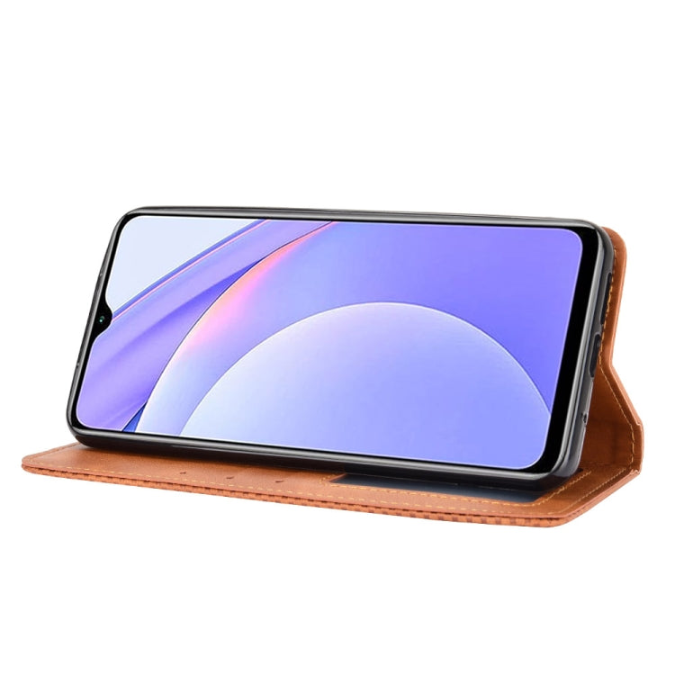 For Xiaomi Redmi 9T/ 9 Power Magnetic Buckle Retro Crazy Horse Texture Horizontal Flip Leather Case with Holder & Card Slots & Photo Frame(Brown) - Xiaomi Cases by buy2fix | Online Shopping UK | buy2fix
