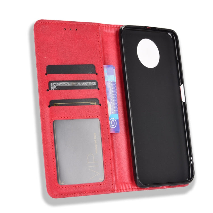 For Xiaomi Redmi Note 9T 5G / Note 9 5G Magnetic Buckle Retro Crazy Horse Texture Horizontal Flip Leather Case with Holder & Card Slots & Photo Frame(Red) - Xiaomi Cases by buy2fix | Online Shopping UK | buy2fix