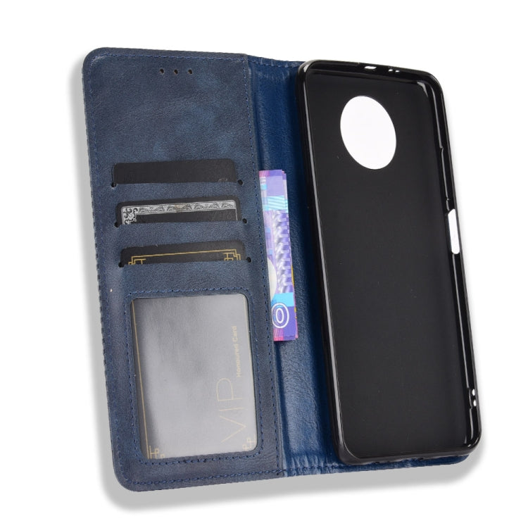 For Xiaomi Redmi Note 9T 5G / Note 9 5G Magnetic Buckle Retro Crazy Horse Texture Horizontal Flip Leather Case with Holder & Card Slots & Photo Frame(Blue) - Xiaomi Cases by buy2fix | Online Shopping UK | buy2fix