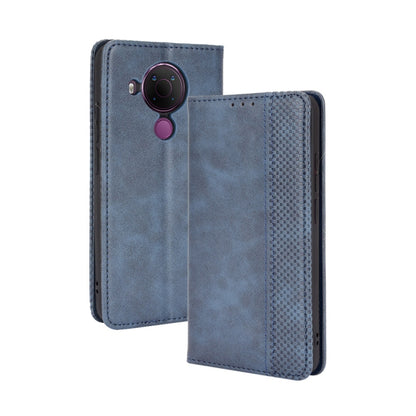 For Nokia 5.4 Magnetic Buckle Retro Crazy Horse Texture Horizontal Flip Leather Case with Holder & Card Slots & Photo Frame(Blue) - Nokia Cases by buy2fix | Online Shopping UK | buy2fix