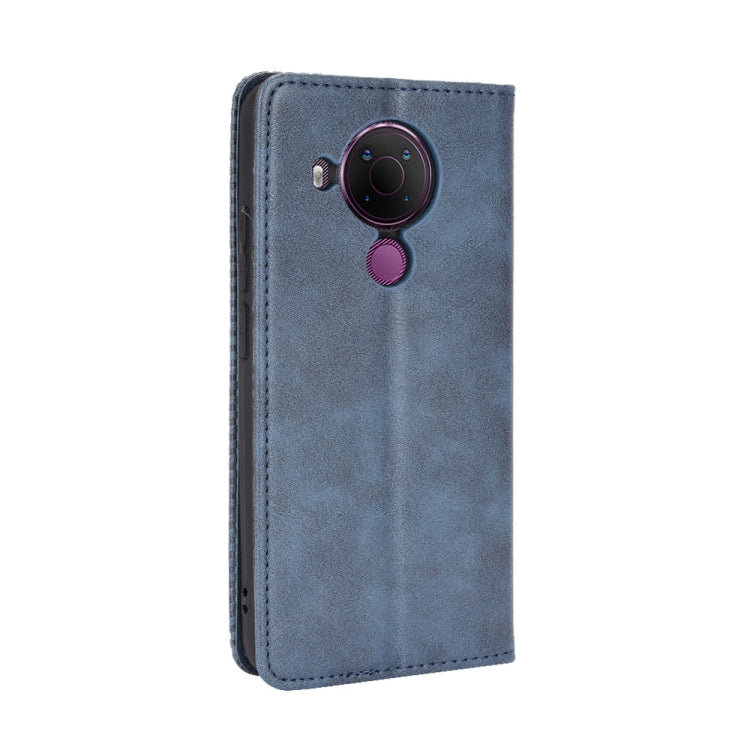 For Nokia 5.4 Magnetic Buckle Retro Crazy Horse Texture Horizontal Flip Leather Case with Holder & Card Slots & Photo Frame(Blue) - Nokia Cases by buy2fix | Online Shopping UK | buy2fix