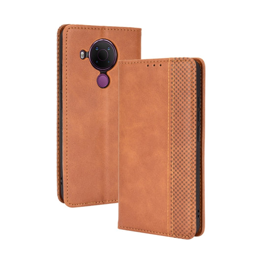 For Nokia 5.4 Magnetic Buckle Retro Crazy Horse Texture Horizontal Flip Leather Case with Holder & Card Slots & Photo Frame(Brown) - Nokia Cases by buy2fix | Online Shopping UK | buy2fix