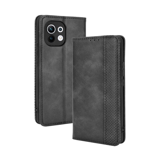 For Xiaomi Mi 11 Magnetic Buckle Retro Crazy Horse Texture Horizontal Flip Leather Case with Holder & Card Slots & Photo Frame(Black) - Xiaomi Cases by buy2fix | Online Shopping UK | buy2fix