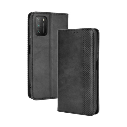 For Xiaomi Poco M3 Magnetic Buckle Retro Crazy Horse Texture Horizontal Flip Leather Case with Holder & Card Slots & Photo Frame(Black) - Xiaomi Cases by buy2fix | Online Shopping UK | buy2fix
