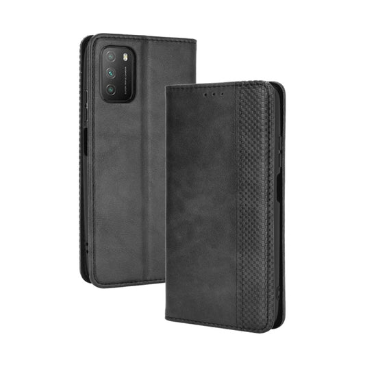 For Xiaomi Poco M3 Magnetic Buckle Retro Crazy Horse Texture Horizontal Flip Leather Case with Holder & Card Slots & Photo Frame(Black) - Xiaomi Cases by buy2fix | Online Shopping UK | buy2fix