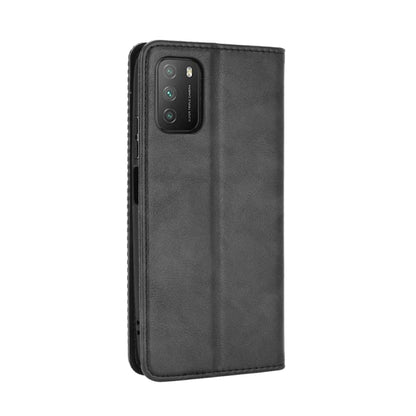 For Xiaomi Poco M3 Magnetic Buckle Retro Crazy Horse Texture Horizontal Flip Leather Case with Holder & Card Slots & Photo Frame(Black) - Xiaomi Cases by buy2fix | Online Shopping UK | buy2fix