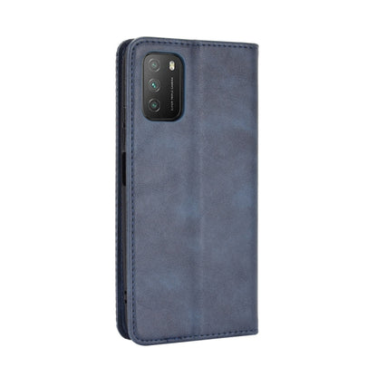 For Xiaomi Poco M3 Magnetic Buckle Retro Crazy Horse Texture Horizontal Flip Leather Case with Holder & Card Slots & Photo Frame(Blue) - Xiaomi Cases by buy2fix | Online Shopping UK | buy2fix