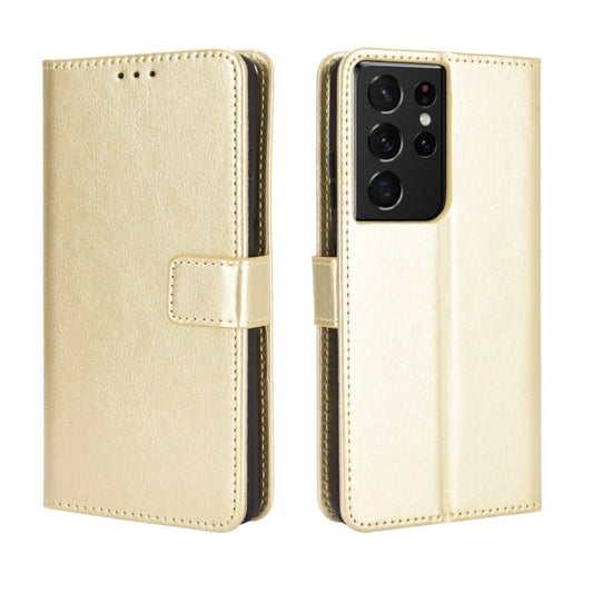 For Samsung Galaxy S21 Ultra 5G Retro Crazy Horse Texture Horizontal Flip Leather Case with Holder & Card Slots & Photo Frame(Gold) - Galaxy S21 Ultra 5G Cases by buy2fix | Online Shopping UK | buy2fix