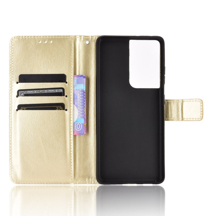 For Samsung Galaxy S21 Ultra 5G Retro Crazy Horse Texture Horizontal Flip Leather Case with Holder & Card Slots & Photo Frame(Gold) - Galaxy S21 Ultra 5G Cases by buy2fix | Online Shopping UK | buy2fix
