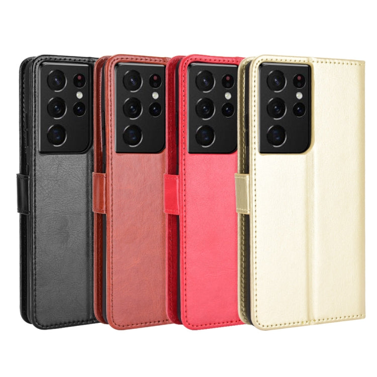 For Samsung Galaxy S21 Ultra 5G Retro Crazy Horse Texture Horizontal Flip Leather Case with Holder & Card Slots & Photo Frame(Gold) - Galaxy S21 Ultra 5G Cases by buy2fix | Online Shopping UK | buy2fix