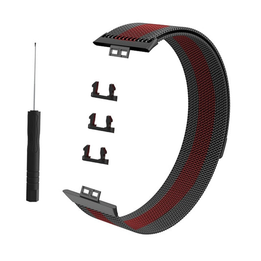 For Huawei Watch Fit Milanese Watch Band(Black Red) - Watch Bands by buy2fix | Online Shopping UK | buy2fix