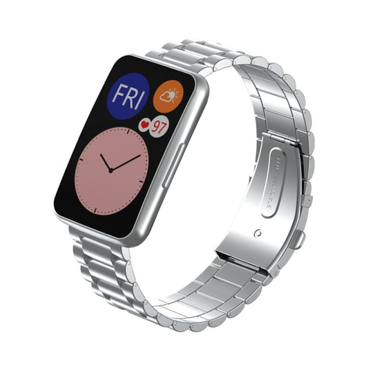 For Huawei Watch Fit Three-beads Metal Watch Band(Silver) by buy2fix