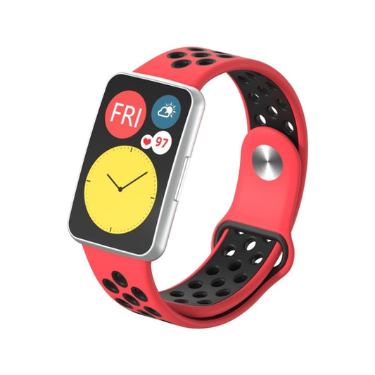 For Huawei Watch Fit Silicone Two-color Reverse Buckle Watch Band(Red Black) - Watch Bands by buy2fix | Online Shopping UK | buy2fix