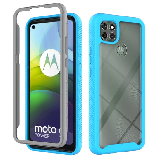 For Motorola Moto G9 Power Starry Sky Solid Color Series Shockproof PC + TPU Protective Case(Light Blue)