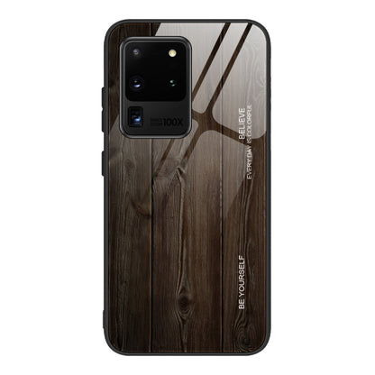For Samsung Galaxy S20 Wood Grain Glass Protective Case(M01) by buy2fix