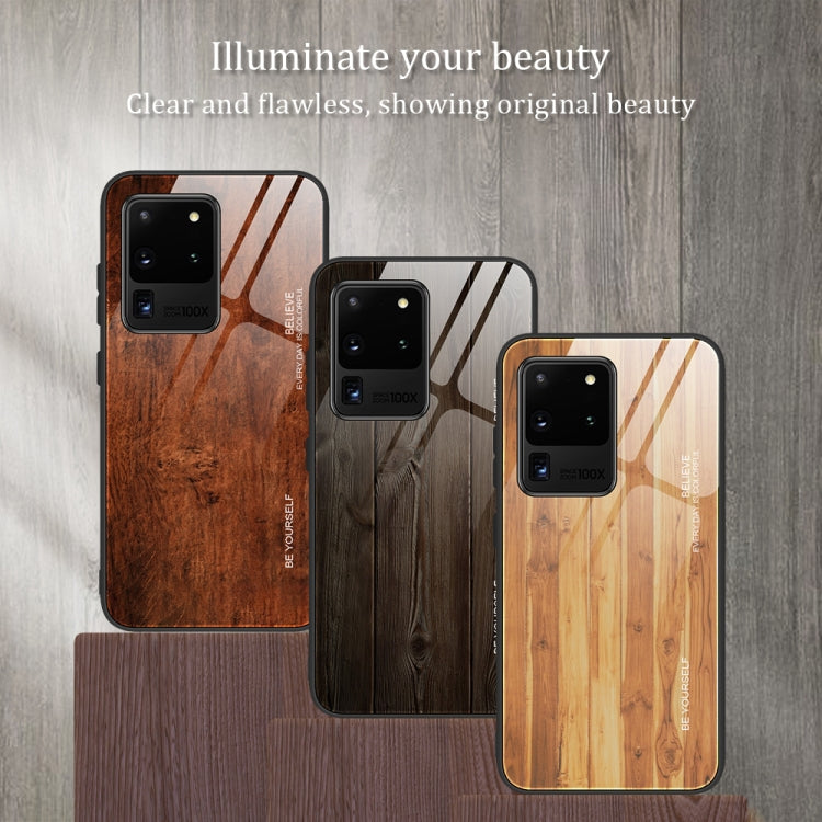 For Samsung Galaxy S20 Wood Grain Glass Protective Case(M02) by buy2fix