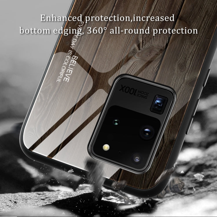 For Samsung Galaxy S20 Wood Grain Glass Protective Case(M02) by buy2fix