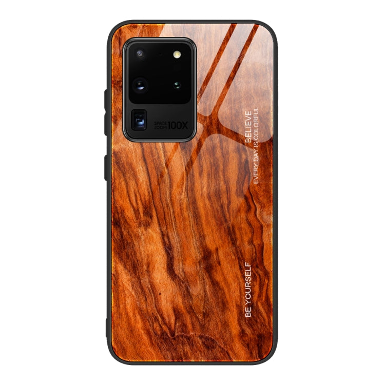 For Samsung Galaxy S20 Wood Grain Glass Protective Case(M06) by buy2fix