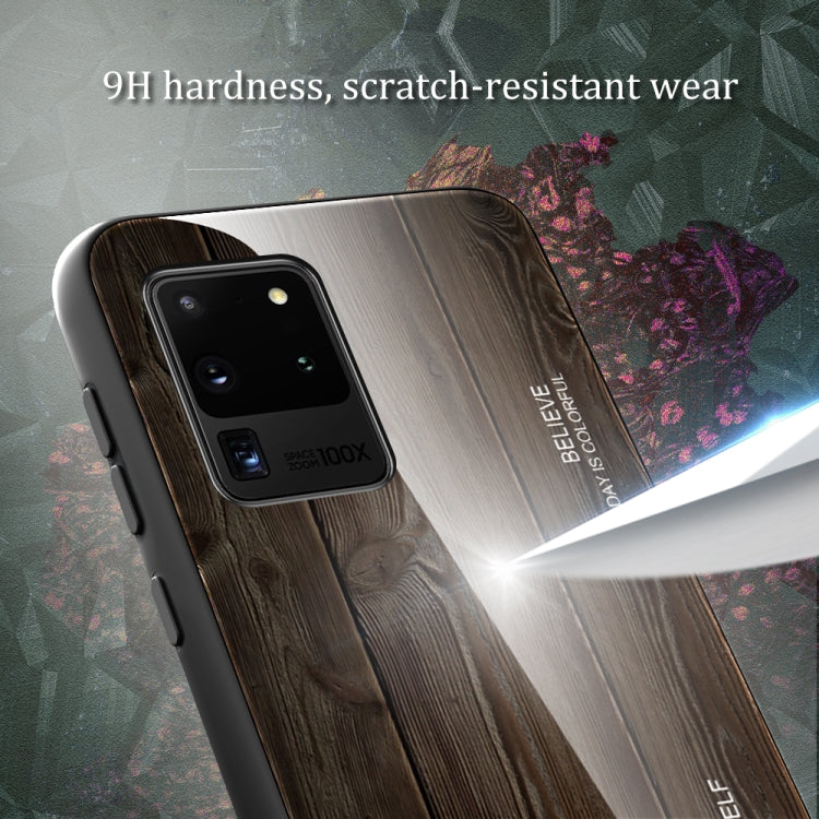 For Samsung Galaxy S20 Wood Grain Glass Protective Case(M06) by buy2fix