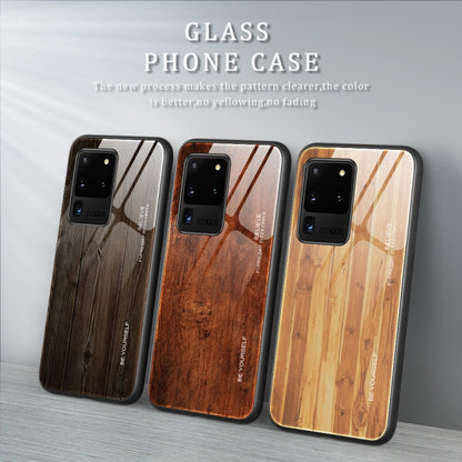 For Samsung Galaxy S20 Ultra Wood Grain Glass Protective Case(M06) by buy2fix