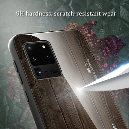 For Samsung Galaxy S20 Ultra Wood Grain Glass Protective Case(M06) by buy2fix