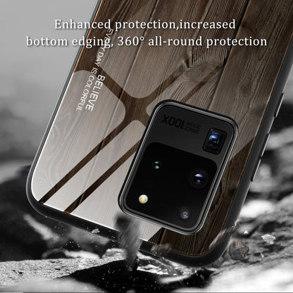 For Samsung Galaxy S20 Ultra Wood Grain Glass Protective Case(M06) by buy2fix