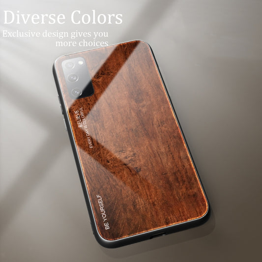 For Samsung Galaxy S20 FE Wood Grain Glass Protective Case(M02) by FIERRE SHANN