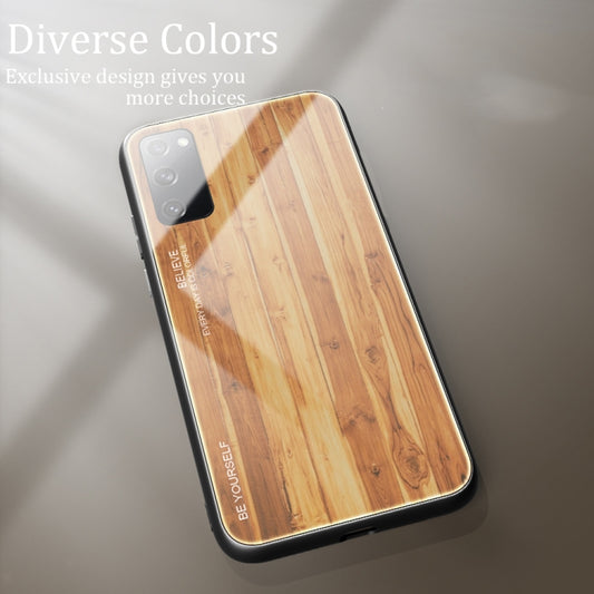 For Samsung Galaxy S20 FE Wood Grain Glass Protective Case(M03) by FIERRE SHANN