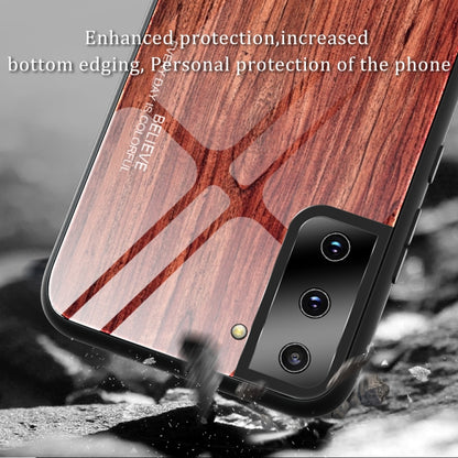For Samsung Galaxy S21 5G Wood Grain Glass Protective Case(M03) - Galaxy S21 5G Cases by buy2fix | Online Shopping UK | buy2fix