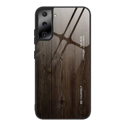 For Samsung Galaxy S21 Plus Wood Grain Glass Protective Case(M01) by buy2fix