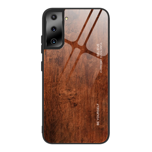 For Samsung Galaxy S21 Plus Wood Grain Glass Protective Case(M02) by buy2fix