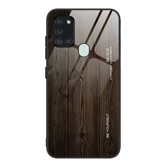 For Samsung Galaxy A21s Wood Grain Glass Protective Case(M01) - Galaxy Phone Cases by buy2fix | Online Shopping UK | buy2fix