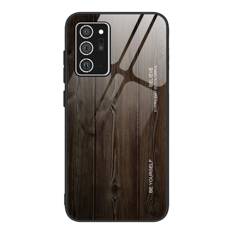 For Samsung Galaxy Note20 Ultra Wood Grain Glass Protective Case(M01) by buy2fix