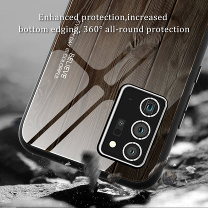 For Samsung Galaxy Note20 Ultra Wood Grain Glass Protective Case(M01) by buy2fix
