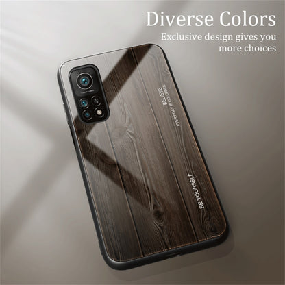 For Xiaomi 10T / 10T Pro Wood Grain Glass Protective Case(M01) - Xiaomi Cases by buy2fix | Online Shopping UK | buy2fix