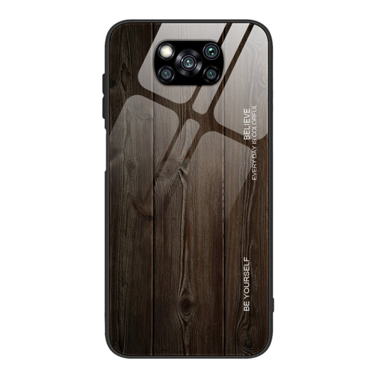 For Xiaomi Poco X3 NFC Wood Grain Glass Protective Case(M01) - Xiaomi Cases by buy2fix | Online Shopping UK | buy2fix