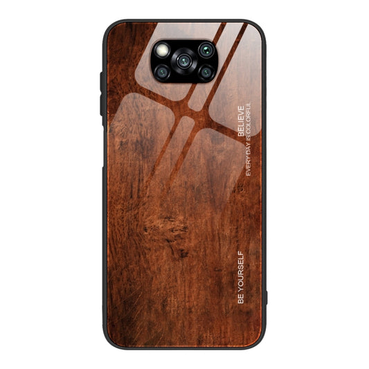 For Xiaomi Poco X3 NFC Wood Grain Glass Protective Case(M02) - Xiaomi Cases by buy2fix | Online Shopping UK | buy2fix