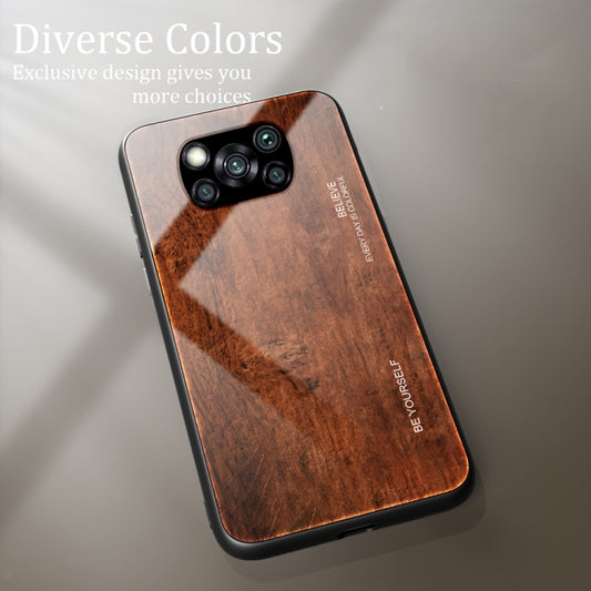 For Xiaomi Poco X3 NFC Wood Grain Glass Protective Case(M02) - Xiaomi Cases by buy2fix | Online Shopping UK | buy2fix