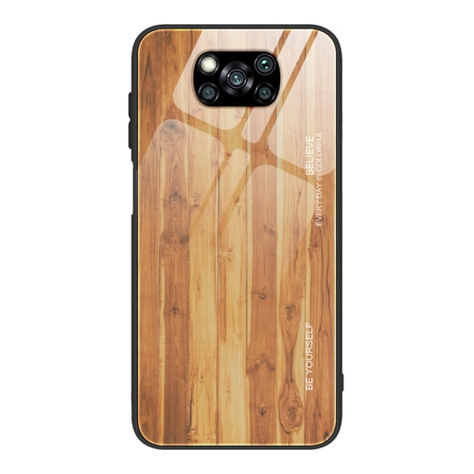 For Xiaomi Poco X3 NFC Wood Grain Glass Protective Case(M03) - Xiaomi Cases by buy2fix | Online Shopping UK | buy2fix